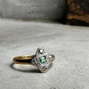 1920-30's 18KYG / Platinum Diamond Emerald Ring（18金 プラチナ ダイヤモンド エメラルド リング）