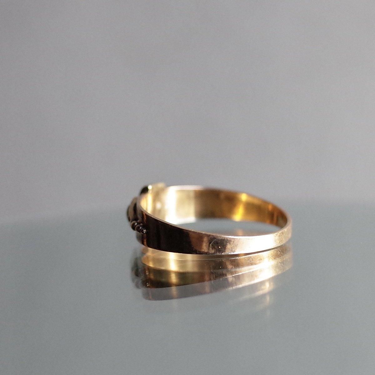 【アンティーク】ジプシーリング（15K・パール ・ ルビー）8号【J34892】 c.1932 15KYG Emerald Pearl Ring（1932年製 15金 エメラルド