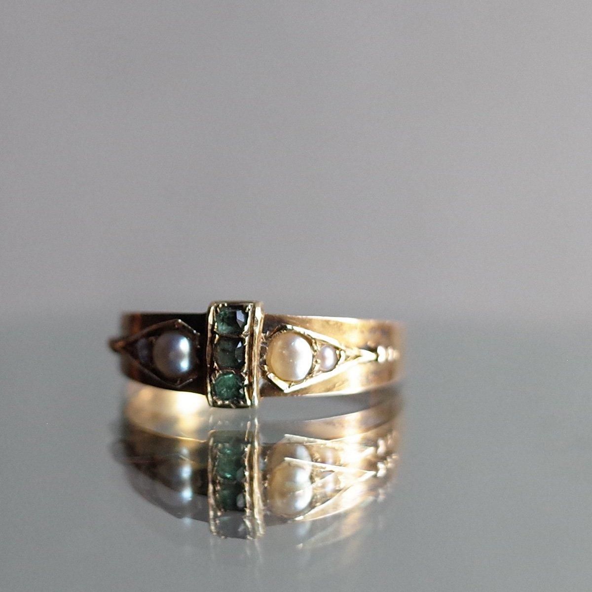 c.1932 15KYG Emerald Pearl Ring（1932年製 15金 エメラルド