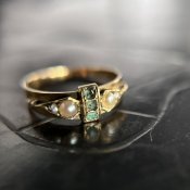 c.1932 15KYG Emerald Pearl Ring（1932年製 15金 エメラルド パール リング）
