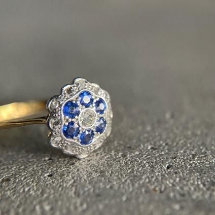 サファイアリング ダイヤモンド装飾 サファイア ダイヤモンドフラワーモチーフリング SA 1.67ct D 0.21ct