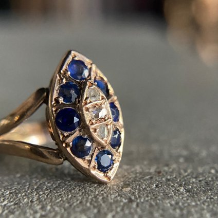 c.1896 9KYG Sapphire Diamond Ring 1896ǯ 9 ե  󥰡