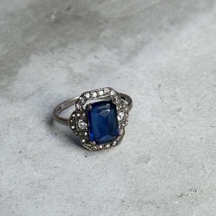 1930 - 40's Silver Blue Glass Ring 1930 - 40ǯ С֥롼饹 󥰡 