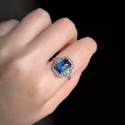 1930 - 40's Silver Blue Glass Ring （1930 - 40年代 シルバーブルーガラス リング） 