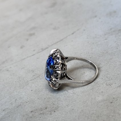 1930 - 40's Silver Marcasite Blue Glass Ring1930 -40ǯ С ޡ ֥롼饹 󥰡