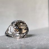 Vintage Silver Smokey Glass Ring（ヴィンテージ シルバー スモーキーガラス リング）