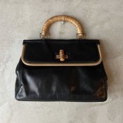 Vintage Italy Leather Rattan Hand Bag（ヴィンテージ イタリア レザー 籐 ハンドバッグ）