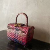 Vintage Italy Rattan Pink＆Navy Bag（ヴィンテージ イタリア 籐 ピンク＆ネイビー バッグ）