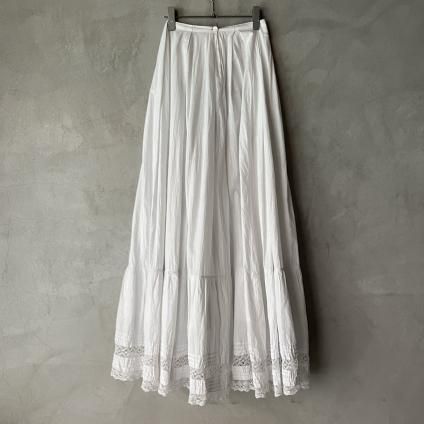 France Antique Cotton Hem Lace Long Skirtʥƥ åȥ إ졼 󥰥ȡ