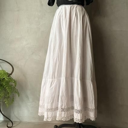 France Antique Cotton Hem Lace Long Skirtʥƥ åȥ إ졼 󥰥ȡ