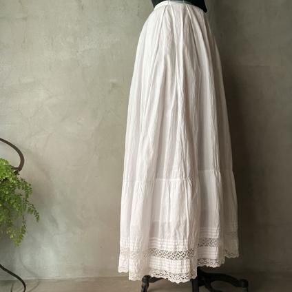 France Antique Cotton Hem Lace Long Skirt(アンティーク France Antique Cotton Hem Lace Long Skirt(アンティーク