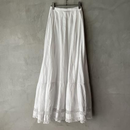 France Antique Cotton Hem Lace Long Skirt（アンティーク コットン ヘムレース ロングスカート）- JeJe  PIANO ONLINE BOUTIQUE 神戸のアンティーク時計,ジュエリー,ファッション専門店