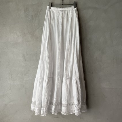 France Antique Cotton Hem Lace Long Skirtʥƥ åȥ إ졼 󥰥ȡ
