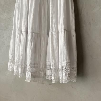 France Antique Cotton Hem Lace Long Skirt(アンティーク France Antique Cotton Hem Lace Long Skirt(アンティーク