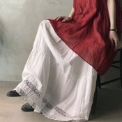 France Antique Cotton Hem Lace Long Skirt（アンティーク コットン ヘムレース ロングスカート）