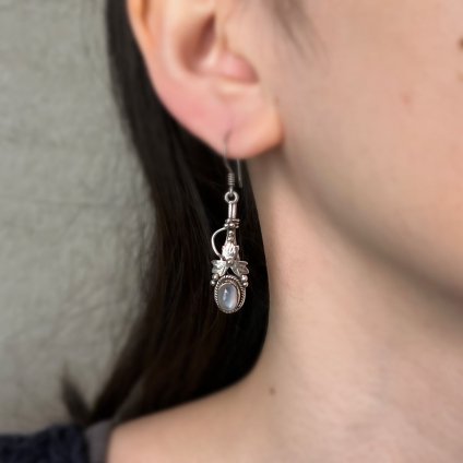 ơ С ࡼ󥹥ȡ 󥰥ԥSilver Moonstone Long Earrings