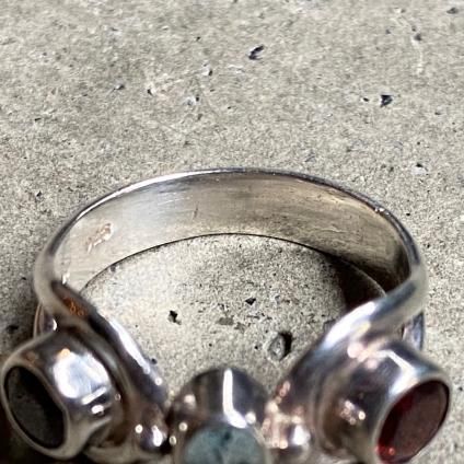 ヴィンテージ シルバー ブルートパーズ ガーネット リング（Silver