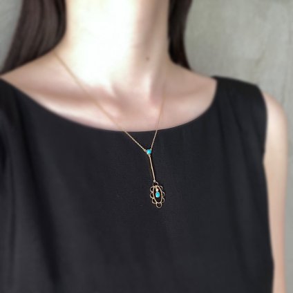 1900-10ǯ 9K   ѡ ͥå쥹9KYG Turquoise Pearl Necklace