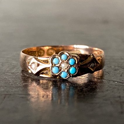 1895ǯ  9K   ѡ 饹 󥰡9KYG Turquoise Pearl Glass Ring