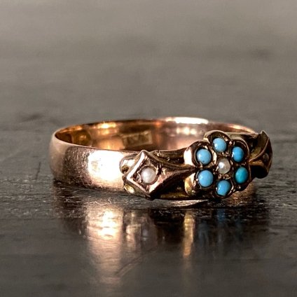 1895ǯ  9K   ѡ 饹 󥰡9KYG Turquoise Pearl Glass Ring