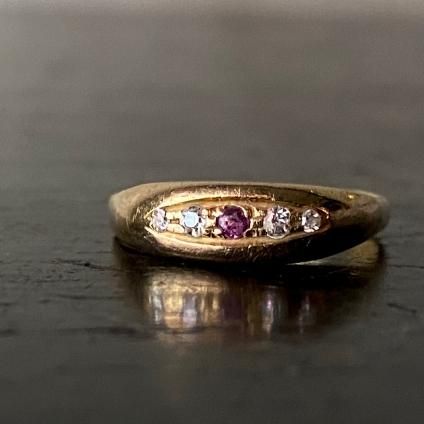 1890-1910ǯ 18K   ӡ ץ󥰡18KYG Diamond Ruby Ring