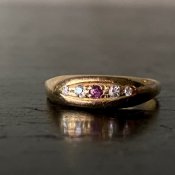 1890-1910年代 18K ゴールド ダイヤモンド ルビー ジプシーリング（18KYG Diamond Ruby Ring）