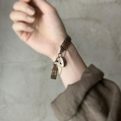ヴィンテージ 金張 ハート パドロック ブレスレット(Heart Padlock ヴィンテージ 金張 ハート パドロック ブレスレット(Heart Padlock