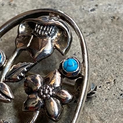 ヴィンテージ シルバー ターコイズ ブローチ(Silver Turquoise ヴィンテージ シルバー ターコイズ ブローチ(Silver Turquoise