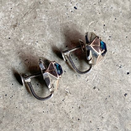 1950ǯ С ꥹ饹 󥰡Silver Iris Glass Earrings