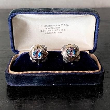 1950ǯ С ꥹ饹 󥰡Silver Iris Glass Earrings