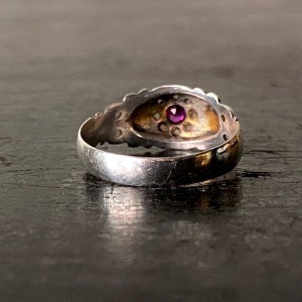 1905年製 18K ホワイトゴールド ルビー ダイヤモンド ジプシーリング（18KWG Ruby Diamond Ring）
