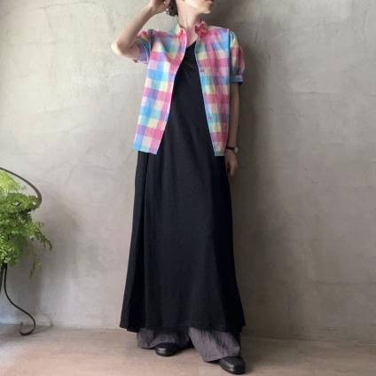 ơ ѥƥå ѥե꡼ ֥饦Vintage Pastel Check  Puff-Sleeve Blouse