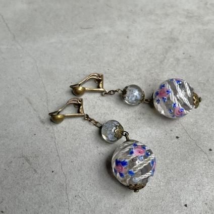 1930~40ǯ ͥ󥬥饹 ϥɥڥ 󥰡Venetian Glass Hand Paint Earrings