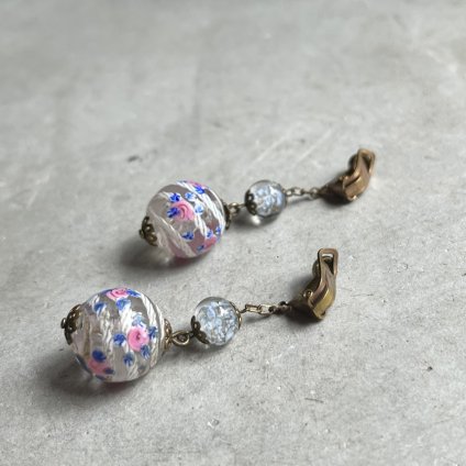 1930~40ǯ ͥ󥬥饹 ϥɥڥ 󥰡Venetian Glass Hand Paint Earrings