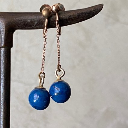 1920-30ǯ ĥԥ饺 󥰡Rolled Gold Lapis Lazuli Earrings
