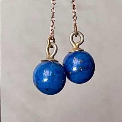 1920-30ǯ ĥԥ饺 󥰡Rolled Gold Lapis Lazuli Earrings