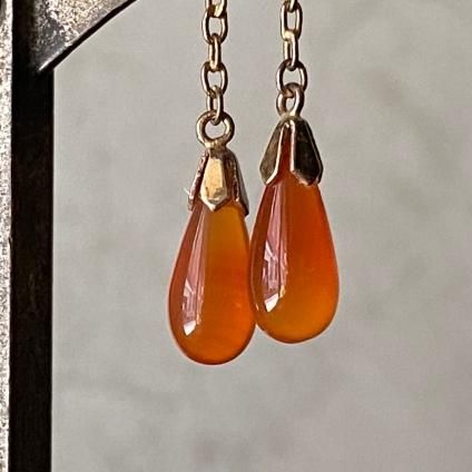1940-50年代 シルバーギルト カーネリアン ピアス(Slver Gilti Carnelian Earrings)- JeJe PIANO ONLINE BOUTIQUE 神戸のアンティーク時計,ジュエリー,ファッション専門店 1940-50年代 シルバーギルト カーネリアン ピアス(Slver Gilti Carnelian Earrings)- JeJe PIANO ONLINE BOUTIQUE 神戸のアンティーク時計,ジュエリー,ファッション専門店