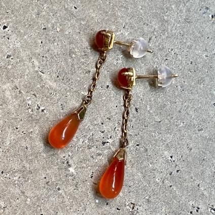 1940-50年代 シルバーギルト カーネリアン ピアス(Slver Gilti Carnelian Earrings)- JeJe PIANO ONLINE BOUTIQUE 神戸のアンティーク時計,ジュエリー,ファッション専門店 1940-50年代 シルバーギルト カーネリアン ピアス(Slver Gilti Carnelian Earrings)- JeJe PIANO ONLINE BOUTIQUE 神戸のアンティーク時計,ジュエリー,ファッション専門店