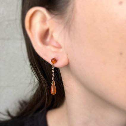 1940-50ǯ С ͥꥢ ԥSlver Gilt Carnelian Earrings