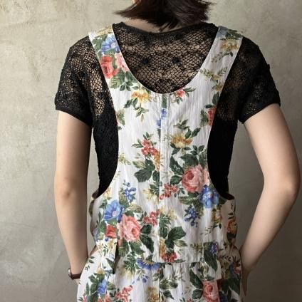 ե ơ  硼Ⱦ ڥåȡFrance Vintage Floral Pattern Salopette