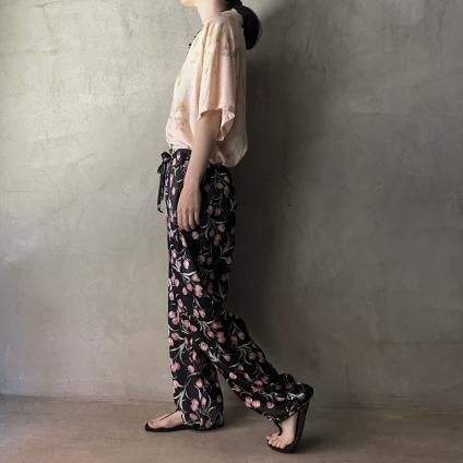 ơ 塼å ƥ ѥġVintage Tulip Pattern Satin Easy Pants