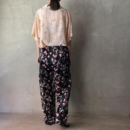 ơ 塼å ƥ ѥġVintage Tulip Pattern Satin Easy Pants