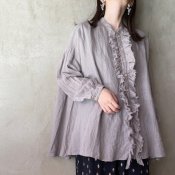 suzuki takayuki frilled blouse（スズキタカユキ フリルドブラウス）Silver Grey
