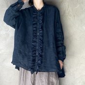 suzuki takayuki frilled blouse（スズキタカユキ フリルドブラウス）Bline Blue