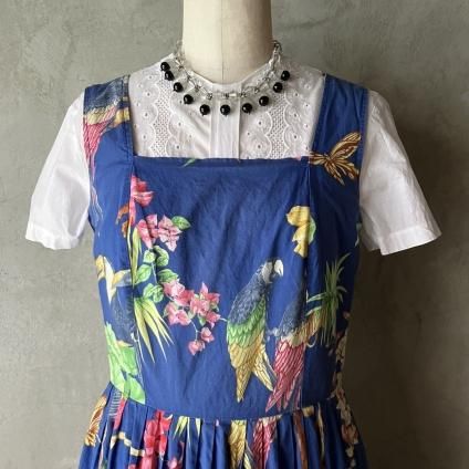 ơ ȥԥ ԡFrance Vintage Tropical Pattern Dress