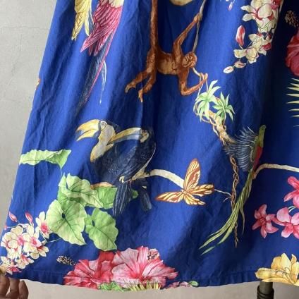 ơ ȥԥ ԡFrance Vintage Tropical Pattern Dress