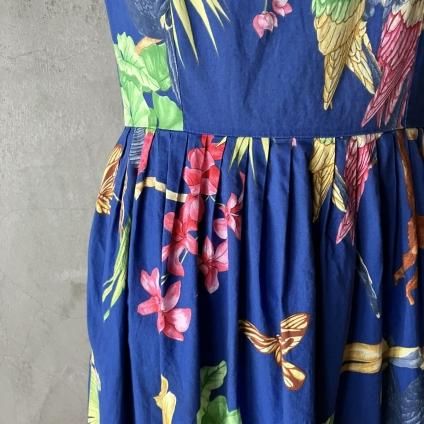 ơ ȥԥ ԡFrance Vintage Tropical Pattern Dress