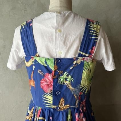 ơ ȥԥ ԡFrance Vintage Tropical Pattern Dress