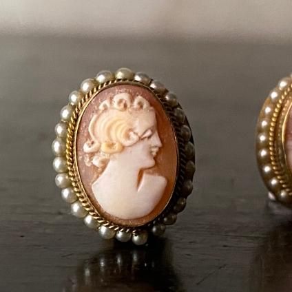 1940ǯ  륫ᥪ 󥰡Brass Shell Cameo Earrings