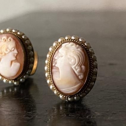 1940ǯ  륫ᥪ 󥰡Brass Shell Cameo Earrings